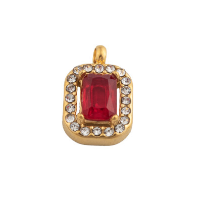 Rectangle pendant with colored stone, surgical steel, 4 color options