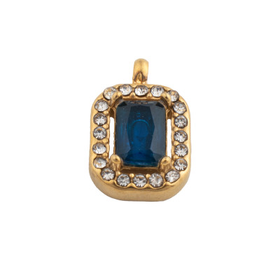 Rectangle pendant with colored stone, surgical steel, 4 color options