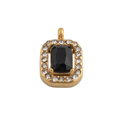 Rectangle pendant with colored stone, surgical steel, 4 color options