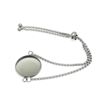 Bracelet with a round bed, surgical steel