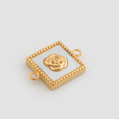 Square connector with a rose, surgical steel, two color variants