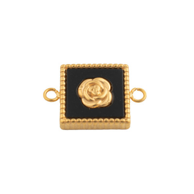 Square connector with a rose, surgical steel, two color variants