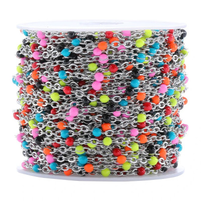 Řetízkovina s barevnými kuličkami 2mm z chirurgické oceli