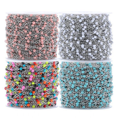 Chain with colored balls 1.5 x 0.4 mm made of surgical steel