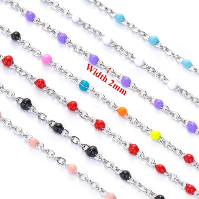 Řetízkovina s barevnými kuličkami 2mm z chirurgické oceli
