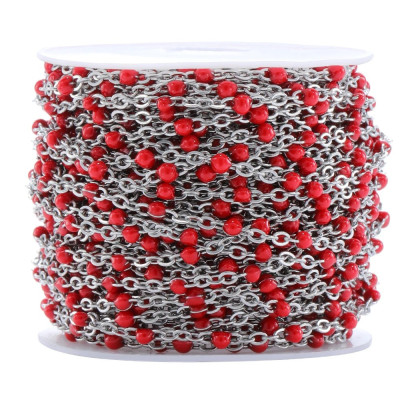Řetízkovina s barevnými kuličkami 2mm z chirurgické oceli