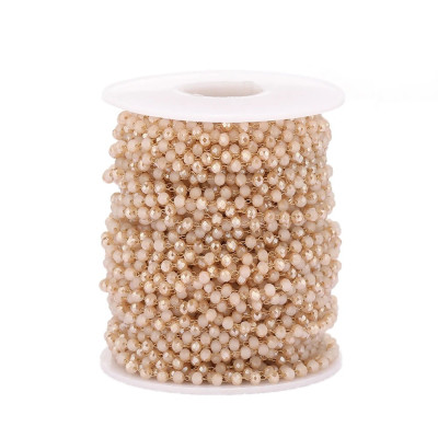 Řetízkovina s barevnými fasetovými korálky zlatá galvanizace chirurgická ocel