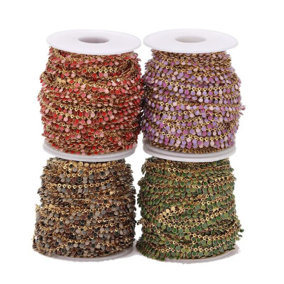 Chain fabric with colored surgical steel patties