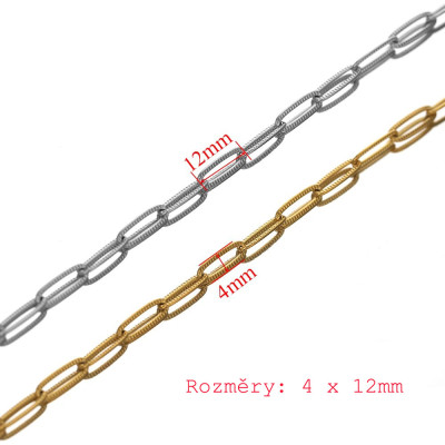 Oválná řetízkovina zdobená 12,5 x 4,20 x 1mm ve dvou barevných kombinacích chirurgická ocel
