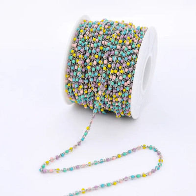 Řetízek s barevnými kuličkami chirurgická ocel dvě barevné varianty