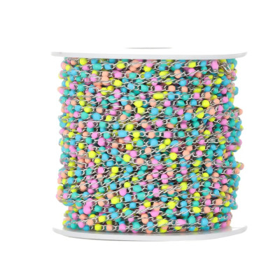 Řetízek s barevnými kuličkami chirurgická ocel dvě barevné varianty