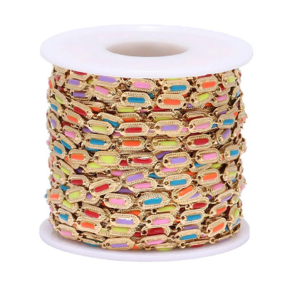 Řetízek s barevnými obdélníčky 5 barevných variant chirurgická ocel