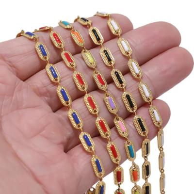 Řetízek s barevnými obdélníčky 5 barevných variant chirurgická ocel