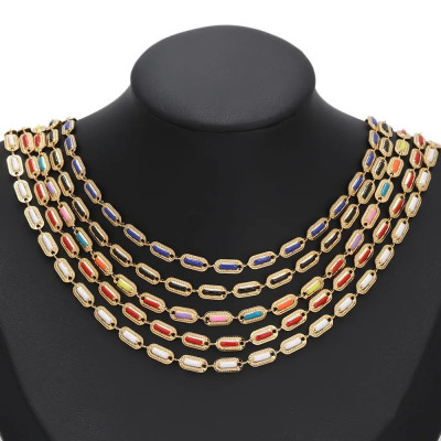 Řetízek s barevnými obdélníčky 5 barevných variant chirurgická ocel