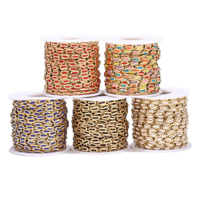 Řetízek s barevnými obdélníčky 5 barevných variant chirurgická ocel