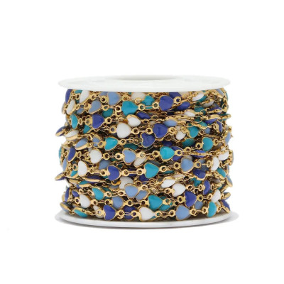 Chain gold galvanization with hearts 3 color combinations