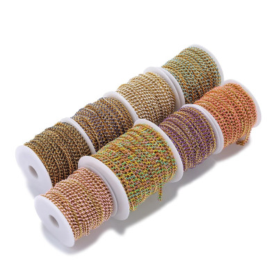 Gold Enamel Curb Chain Fabric – 4.5 mm (5 Color Options)
