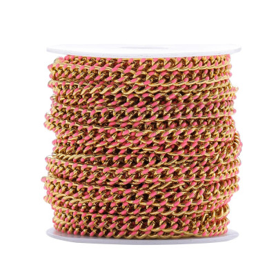 Gold Enamel Curb Chain Fabric – 4.5 mm (5 Color Options)