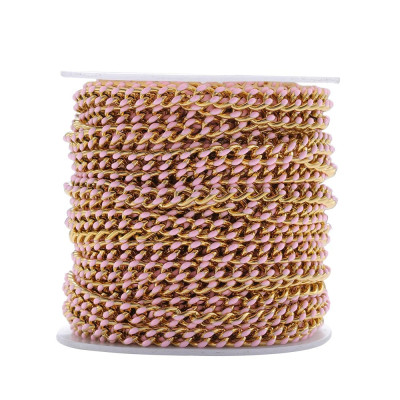 Gold Enamel Curb Chain Fabric – 4.5 mm (5 Color Options)