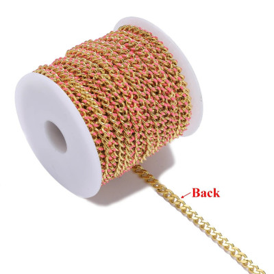 Gold Enamel Curb Chain Fabric – 4.5 mm (5 Color Options)