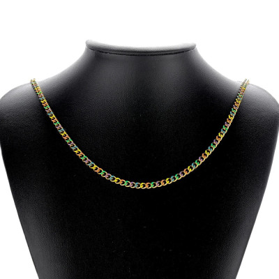 Gold Enamel Curb Chain Fabric – 4.5 mm (5 Color Options)