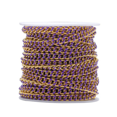 Gold Enamel Curb Chain Fabric – 4.5 mm (5 Color Options)