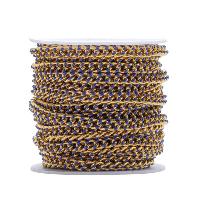 Gold Enamel Curb Chain Fabric – 4.5 mm (5 Color Options)