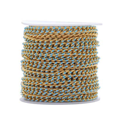 Gold Enamel Curb Chain Fabric – 4.5 mm (5 Color Options)