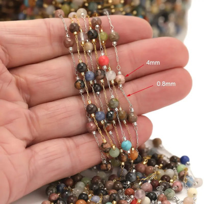 Chain with mineral beads without galvanization