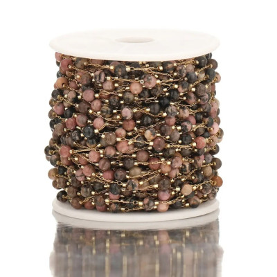 Chain with mineral beads gold galvanization surgical steel