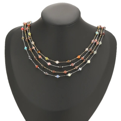 Chain with mineral beads gold galvanization surgical steel