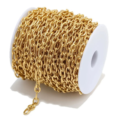 Chain fabric with oval links, surgical steel, two color options