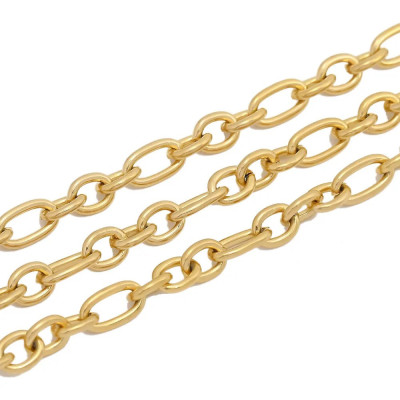Chain fabric with oval links, surgical steel, two color options