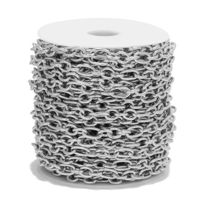 Chain fabric with oval links, surgical steel, two color options