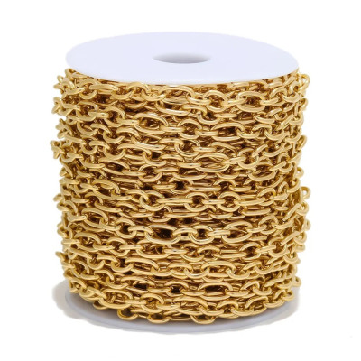 Chain fabric with oval links, surgical steel, two color options