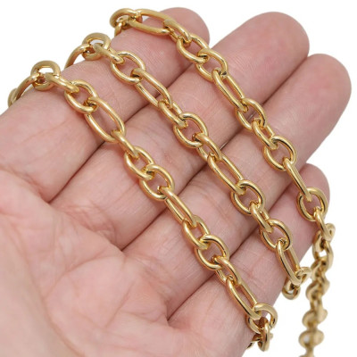 Chain fabric with oval links, surgical steel, two color options