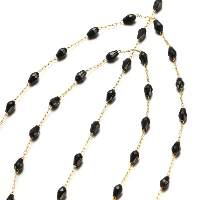 Chain fabric with black olives, surgical steel, two color options