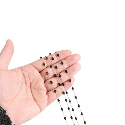 Chain fabric with black olives, surgical steel, two color options