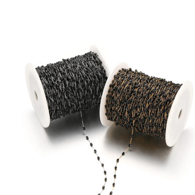 Chain fabric with black olives, surgical steel, two color options