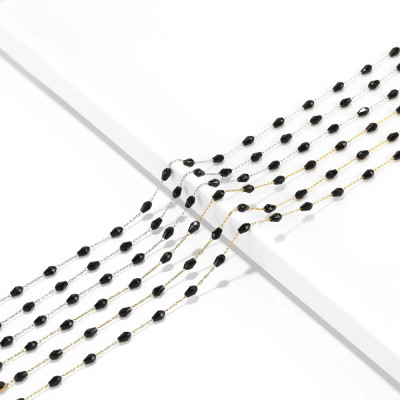 Chain fabric with black olives, surgical steel, two color options