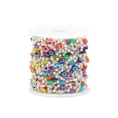 Řetízkovina s barevnými korálky z chirurgické oceli zlatá galvanizace