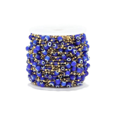 Chain with colored beads made of surgical steel gold galvanization