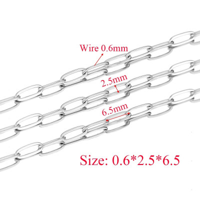 Mini Paperclip Chain 6.5 × 2.5 mm – 304 Stainless Steel