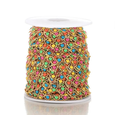 Řetízkovina s emailovými srdíčky chirurgická ocel tři barevné kombinace