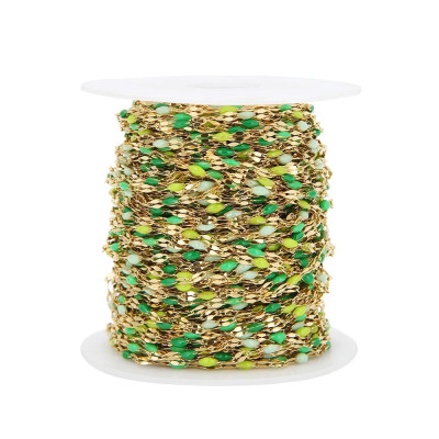 Chain link with enamel, surgical steel, three color combinations