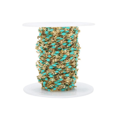 Chain link with enamel, surgical steel, three color combinations