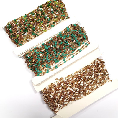 Chain link with enamel, surgical steel, three color combinations