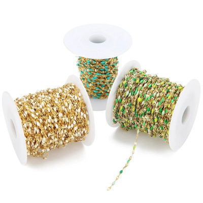 Chain link with enamel, surgical steel, three color combinations