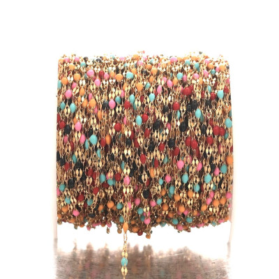 Řetízkovina s emailem chirurgická ocel zlatá galvanizace