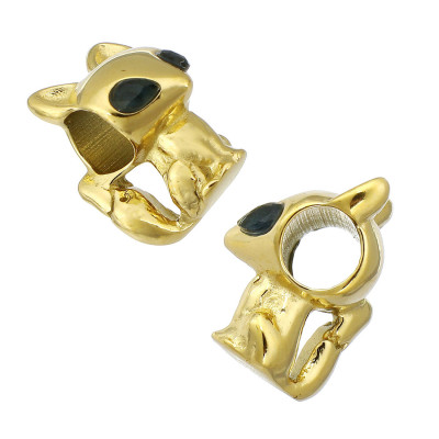 Leaflet bead, surgical steel, two color variants